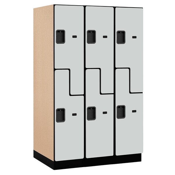 Wardrobe Locker, 45" W, 24" D, 76" H, (3) Wide, (6) Openings, Gray